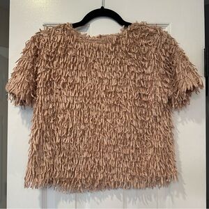 Zara kids collection top blouse feather fringe pink mauve start rose size 10